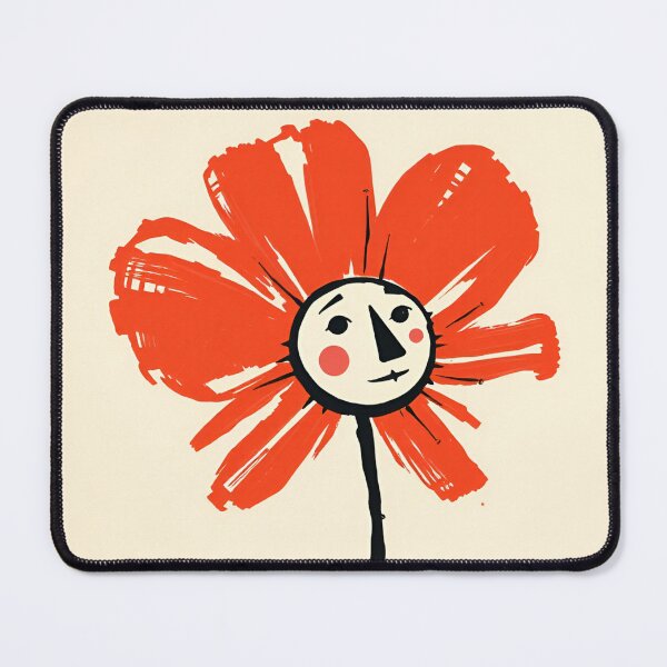 Item preview, Whimsical Red Flower with Human Face – Abstract Floral Art designed and sold by ArtazaBazaar.