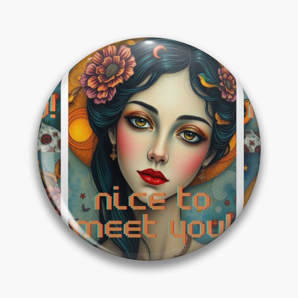 Item preview, Colorful Marc Chagall-Inspired Woman Face Logo with ‘Nice to Meet You’ Text – Artistic T-Shirt designed and sold by TeutaDesings.
