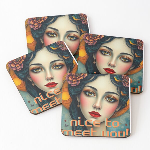 Item preview, Colorful Marc Chagall-Inspired Woman Face Logo with ‘Nice to Meet You’ Text – Artistic T-Shirt designed and sold by TeutaDesings.