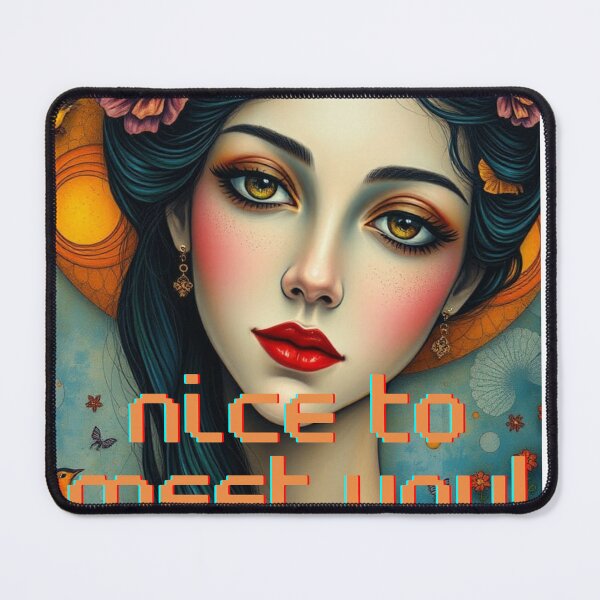 Item preview, Colorful Marc Chagall-Inspired Woman Face Logo with ‘Nice to Meet You’ Text – Artistic T-Shirt designed and sold by TeutaDesings.