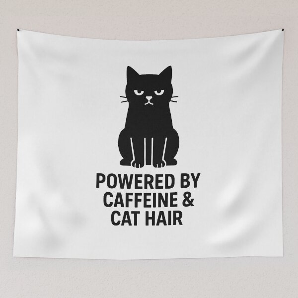 Item preview, POWERED BY CAFFEINE & CAT HAIR designed and sold by TheWonkyEaselCo.