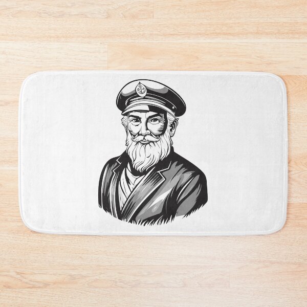Item preview, A man with a beard in a captain's uniform, The captain of the ship, sea captain in uniform and hat, old sailor, old captain, fisherman portrait black and white designed and sold by Danler.