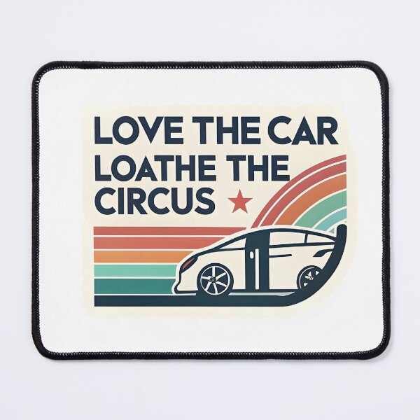 Item preview, "Love The Car, Loathe The Circus" Tesla Bumper designed and sold by MiscellaneaShop.