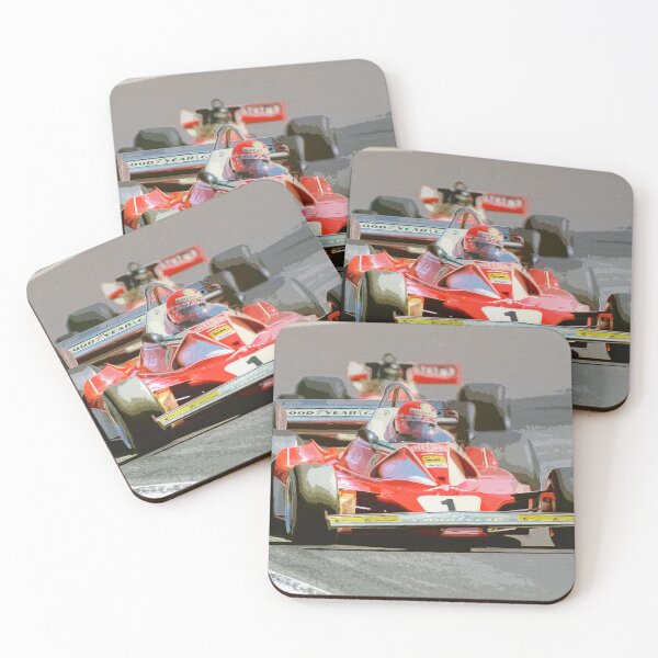 Item preview, Niki Lauda leading James Hunt during the 1976 Spanish Grand Prix watercolor designed and sold by Rodissimus1984.