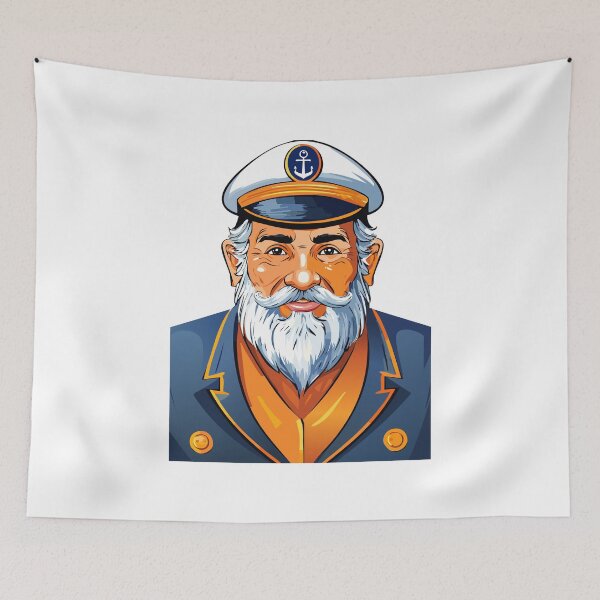 Item preview, A man with a beard in a captain's uniform, The captain of the ship, sea captain in uniform and hat, old sailor, old captain, fisherman portrait designed and sold by Danler.