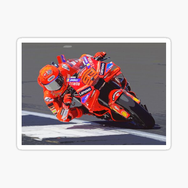 Item preview, Marquez hanging in the corners on his 2025 MotoGP motorcycle watercolor designed and sold by Rodissimus1984.