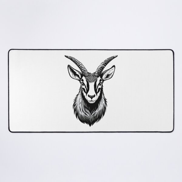 Item preview, Black and white illustration of a chamois head with curved horns, Alpine chamois (Rupicapra rupicapra) designed and sold by Danler.