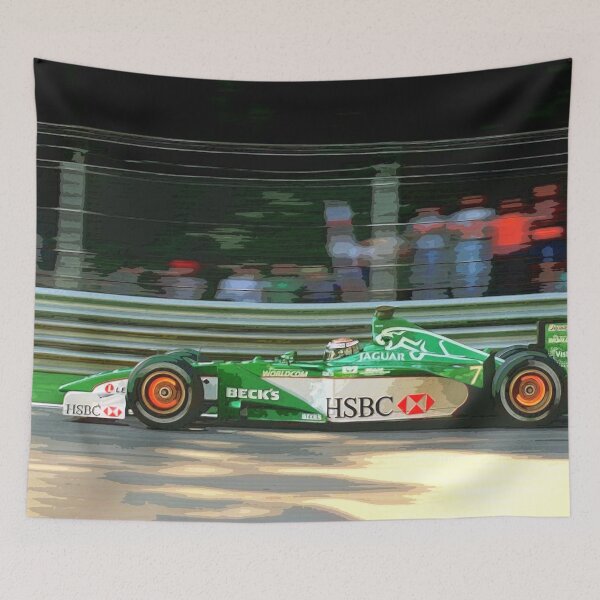 Item preview, Eddie Irvine racing his 2000 F1 car with glowing brakes watercolor designed and sold by Rodissimus1984.