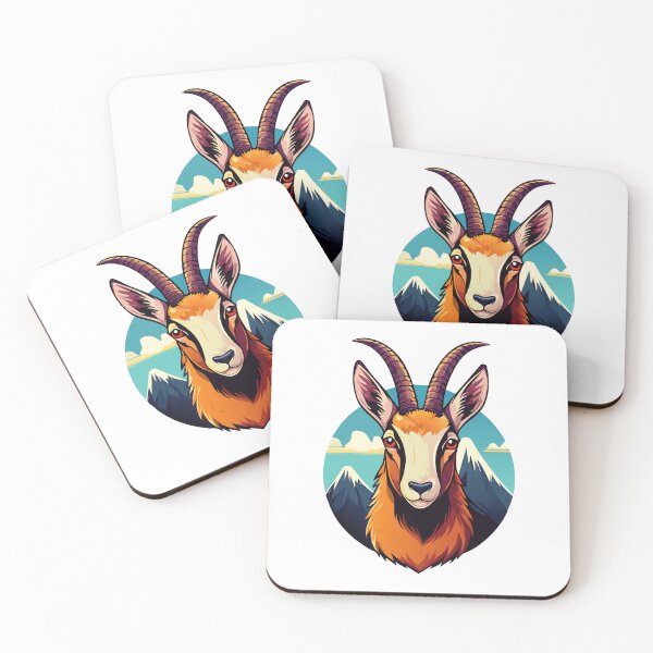 Item preview, Illustration of a chamois head with curved horns, Alpine chamois (Rupicapra rupicapra) designed and sold by Danler.