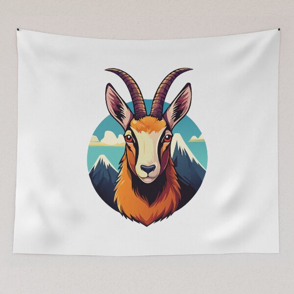 Item preview, Illustration of a chamois head with curved horns, Alpine chamois (Rupicapra rupicapra) designed and sold by Danler.