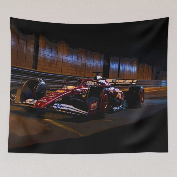 Item preview, Charles Leclerc racing his 2025 F1 car through the tunnel seen through the guardrails abstract designed and sold by Rodissimus1984.