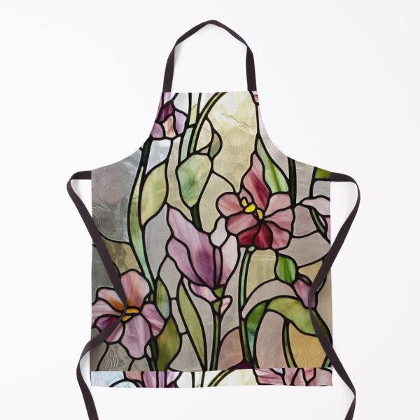 Item preview, Stained glass window with pink and purple flowers designed and sold by Rosiehkcat.
