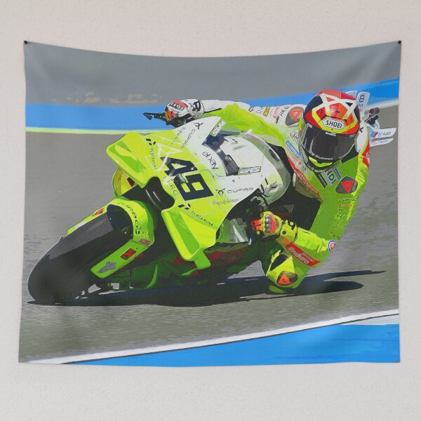 Item preview, Fabio Di Giannantonio racing his 2025 MotoGP Motorcycle on the circuit of the Americas watercolor designed and sold by Rodissimus1984.
