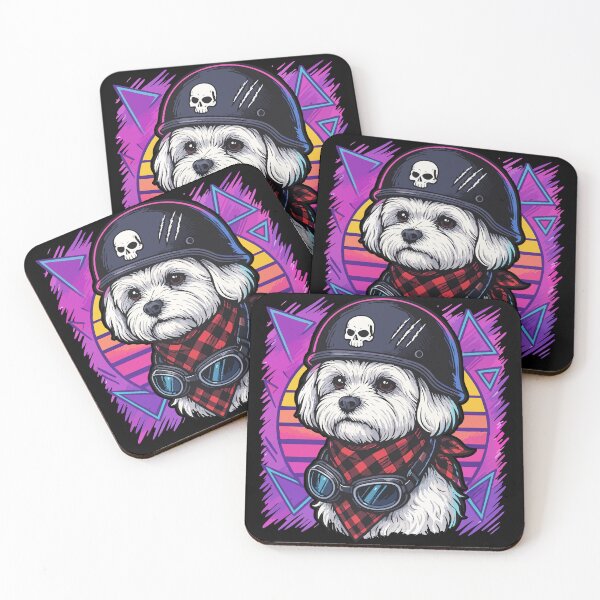 Item preview, Biker Maltese Dog Skull Helmet Retro designed and sold by TomFrontierArt.
