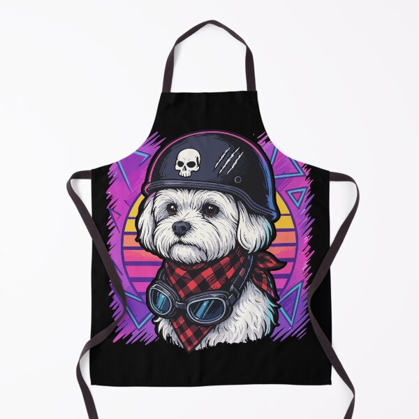 Item preview, Biker Maltese Dog Skull Helmet Retro designed and sold by TomFrontierArt.