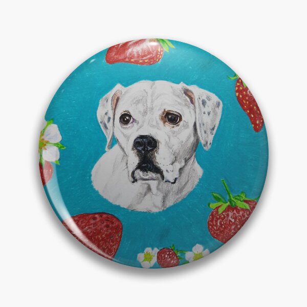 Item preview, Adopt Don't Shop (American Bulldog with Strawberries) designed and sold by scribblesbyelr.