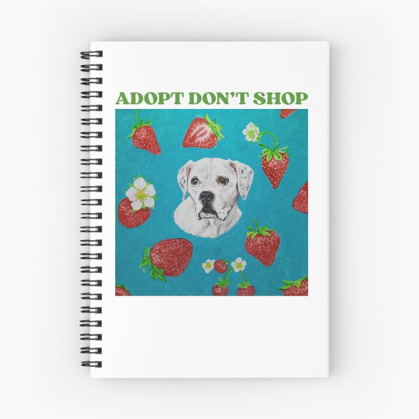Item preview, Adopt Don't Shop (American Bulldog with Strawberries) designed and sold by scribblesbyelr.