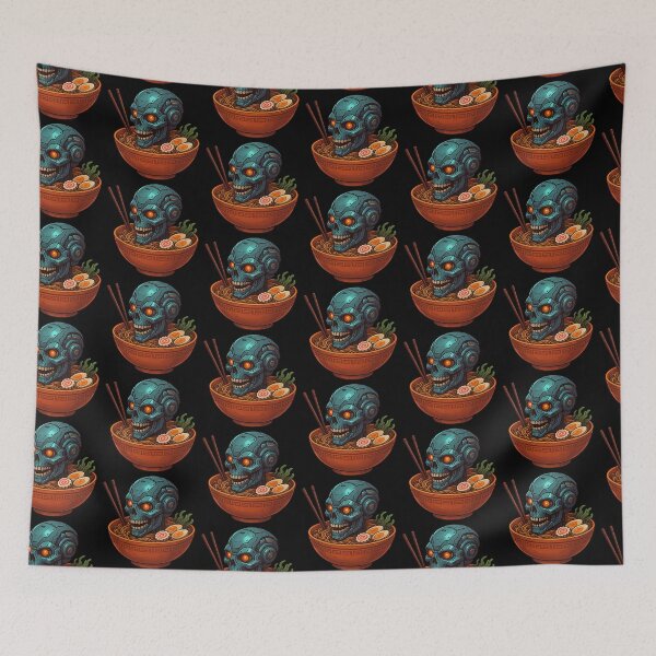 Item preview, Futuristic Skull in Cyberpunk Ramen designed and sold by LaNadaYFundante.