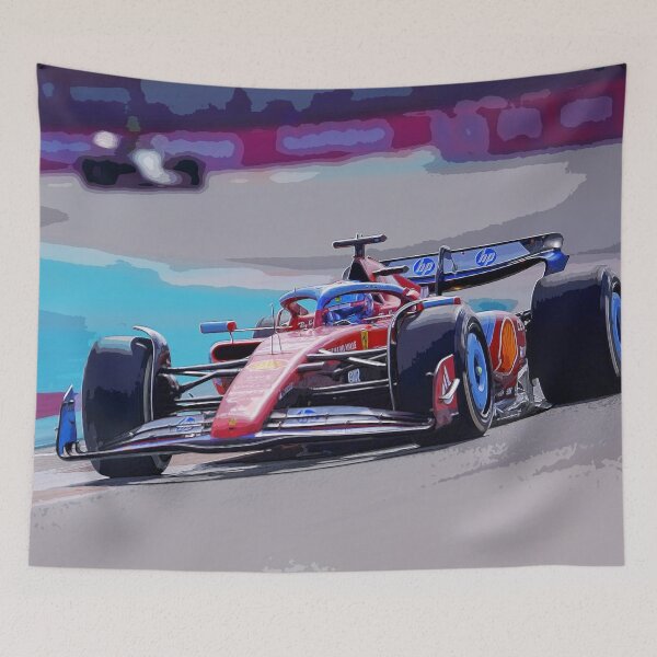 Item preview, Charles Leclerc racing his 2024 F1 car through the chicane watercolor designed and sold by Rodissimus1984.