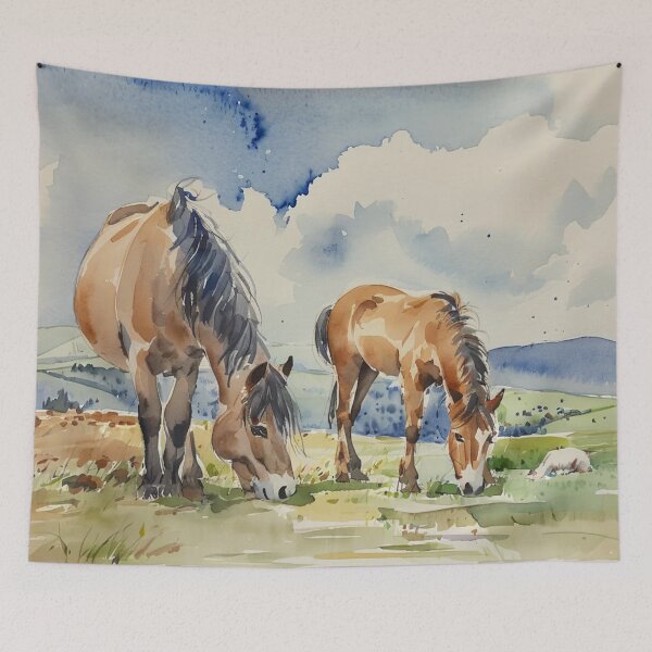 Item preview, Dartmoor ponies2(watercolour + AI) designed and sold by artsmeow.