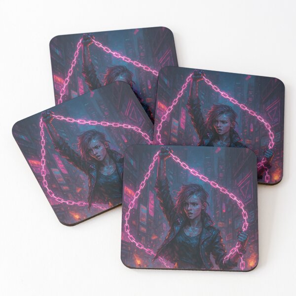 Item preview, “Breaking Free in Neon Chains” – Cyberpunk Resistance Art designed and sold by AbstractAnom.