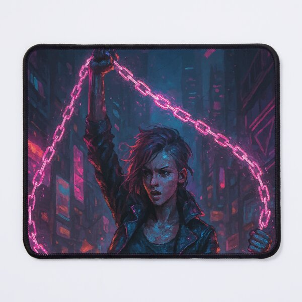 Item preview, “Breaking Free in Neon Chains” – Cyberpunk Resistance Art designed and sold by AbstractAnom.