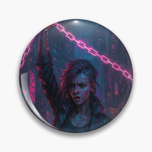Item preview, “Breaking Free in Neon Chains” – Cyberpunk Resistance Art designed and sold by AbstractAnom.