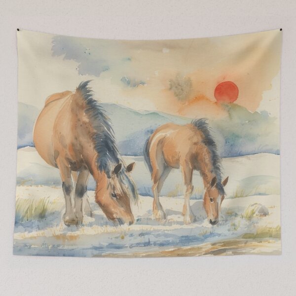 Item preview, Dartmoor ponies3(watercolour + AI) designed and sold by artsmeow.