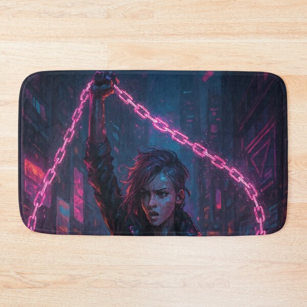 Item preview, “Breaking Free in Neon Chains” – Cyberpunk Resistance Art designed and sold by AbstractAnom.