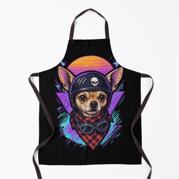 Item preview, Chihuahua Biker Dog Skull Helmet Retro designed and sold by TomFrontierArt.