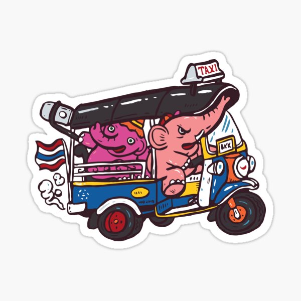 Elephant riding tuktuk Sticker