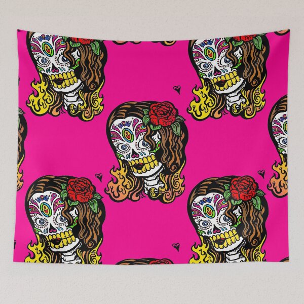 Item preview, pink halloween Sugar Skull Girl designed and sold by Gossip Rag.