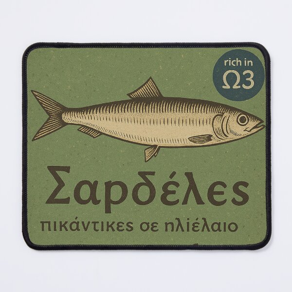 Item preview, Vintage Sardine Tin Illustration – Greek Piquant Fish Can Design designed and sold by weirdfishes123.