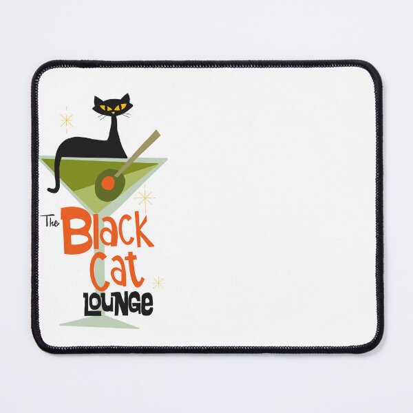 Item preview, Retro Black Cat Lounge – Mid-Century Martini Vibes with black cat designed and sold by Katy Meg.