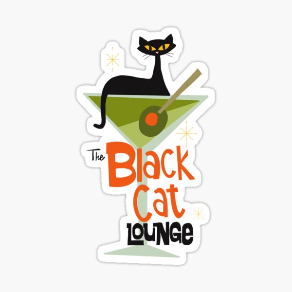 Artikel-Vorschau von Retro Black Cat Lounge – Mid-Century Martini Vibes mit schwarzer Katze, designt und verkauft von Katy Meg.