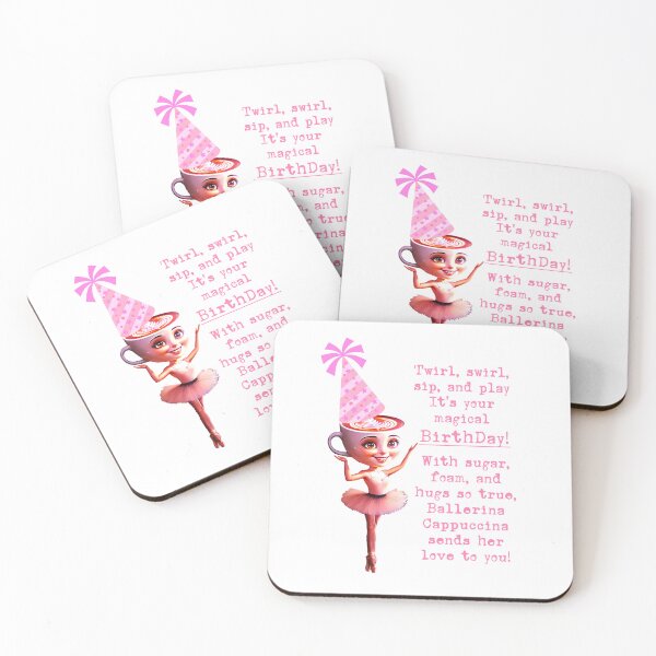 Item preview, Ballerina Cappuccina Birthday Card – Cute Coffee Ballerina Poem Design designed and sold by EmeraldeaArt.