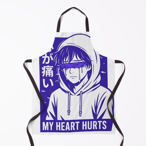 Item preview, Sad Anime Glitch Hoodie Design – "My Heart Hurts" Japanese Vaporwave Art designed and sold by NAVOZKA.