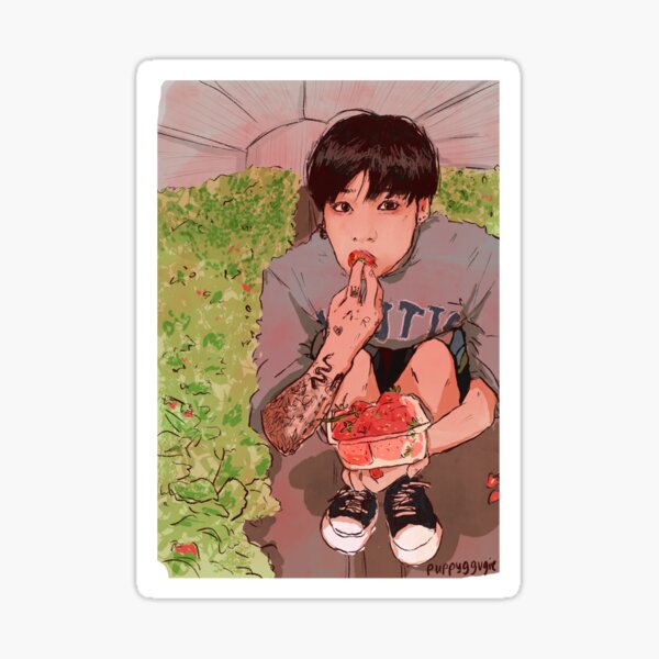 Artikel-Vorschau von Jungkook pflückt Erdbeeren! Fanart, designt und verkauft von puppyggugie.
