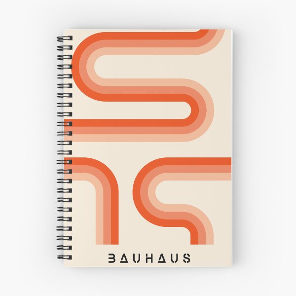 Aperçu de l'œuvre Bauhaus orange à rayures rétro créée et vendue par ArtVueStudio.