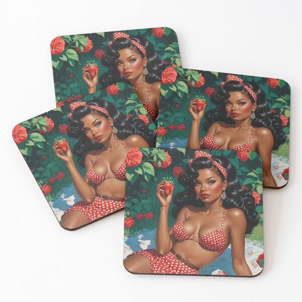 Item preview, Black Pin-Up Eating Strawberry Picnic Polka Dot Outfit designed and sold by elissiart.