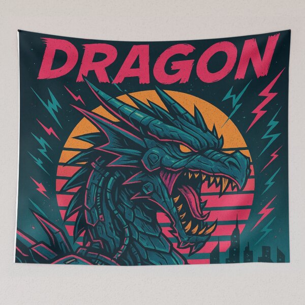Item preview, Retro Neon Cyber Dragon designed and sold by JonelleTshirts.
