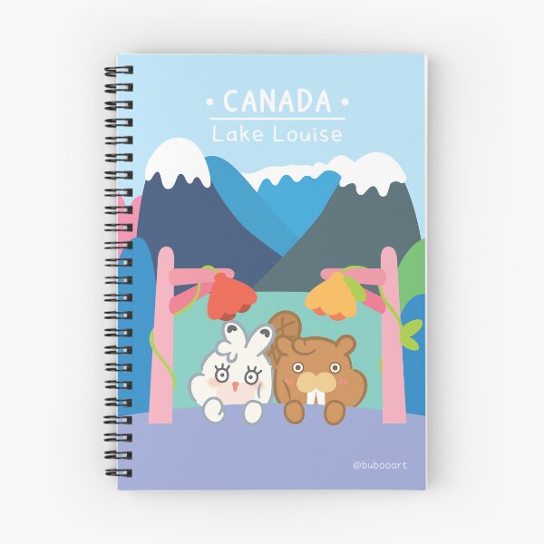 Item preview, Canada Travel Art Print – Lake Louise Scenies World with Cute Cartoon Beaver & Rabbit designed and sold by BuBooArt.