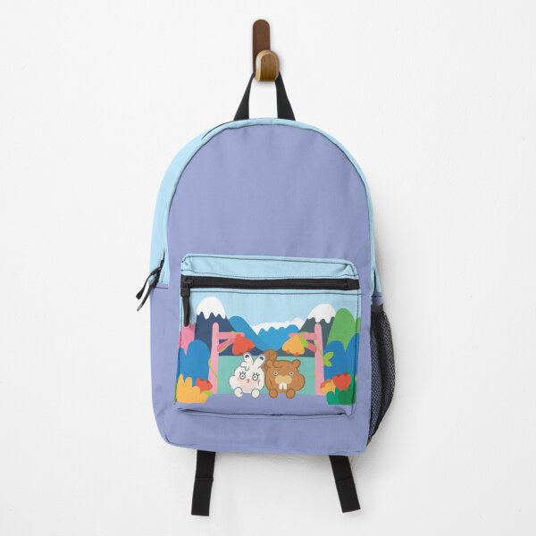 Item preview, Canada Travel Art Print – Lake Louise Scenies World with Cute Cartoon Beaver & Rabbit designed and sold by BuBooArt.