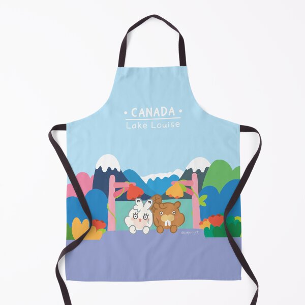 Item preview, Canada Travel Art Print – Lake Louise Scenies World with Cute Cartoon Beaver & Rabbit designed and sold by BuBooArt.