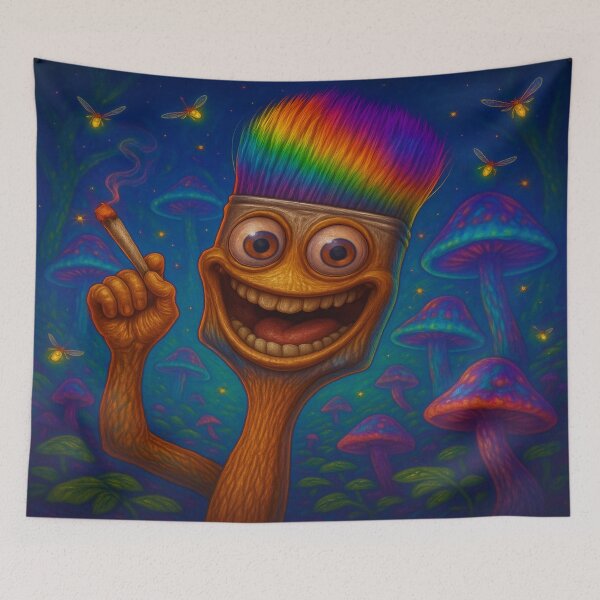 Item preview, Psychedelic Paintbrush – Chaos in Every Stroke designed and sold by buzzprints1234.