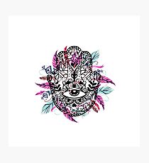 Feather Hamsa Protection Eye Photographic Print