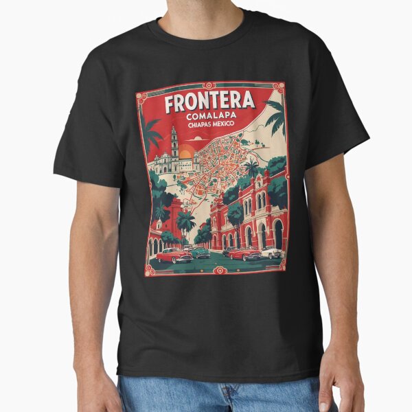 Vista previa del artículo con la obra «Mapa turístico vintage de Frontera Comalapa, Chiapas, México, años 50», diseñado y vendido por TravelersGems.