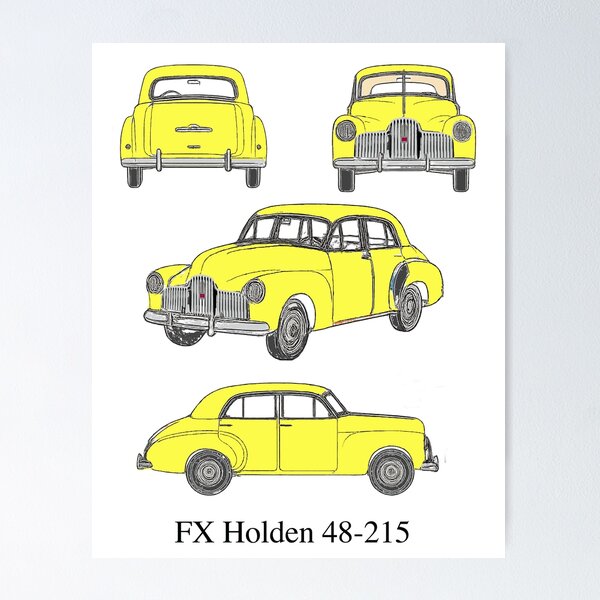 Item preview, FX Holden 48-215 in Sunburst Yellow – Custom Vintage Car Blueprint designed and sold by Michael van der Hoorn.