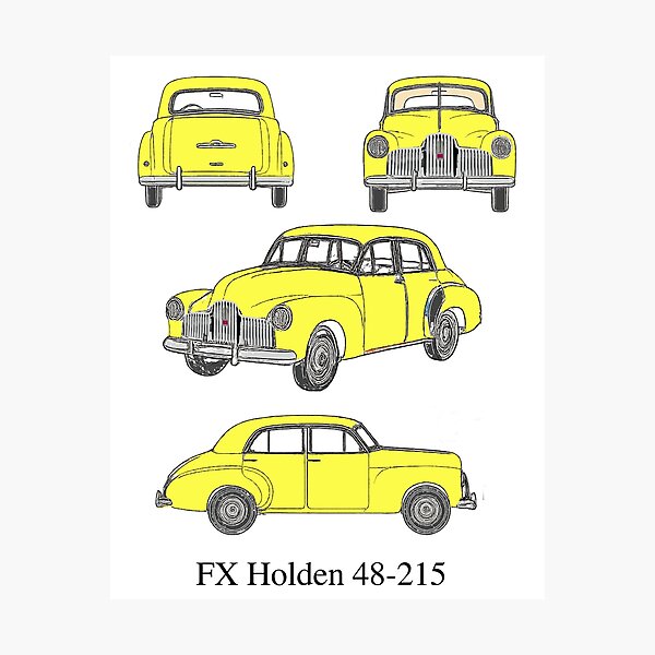 Item preview, FX Holden 48-215 in Sunburst Yellow – Custom Vintage Car Blueprint designed and sold by Michael van der Hoorn.