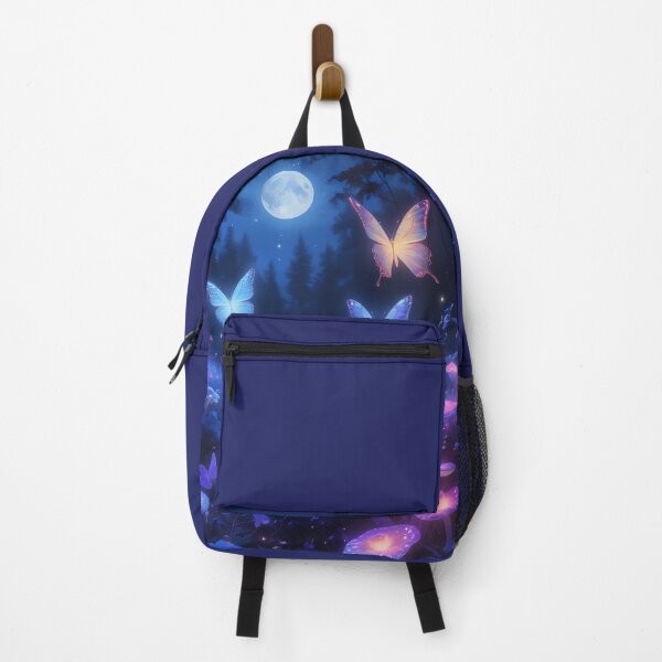 Item preview, Dark magical forest - enchanted fantasy aesthetic landscape - purple, blue and pink butterflies and mushrooms designed and sold by Fantasy Cache.